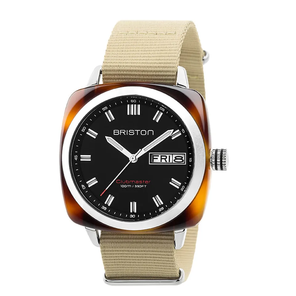 briston-clubmaster-sport-hms-42-mm-noir-caille-kaki image 1