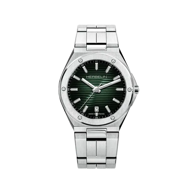 herbelin-cap-camarat-quartz-date-acier-cadran-vert-montre-homme image 1