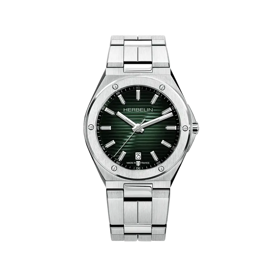 herbelin-cap-camarat-quartz-date-acier-cadran-vert-montre-homme image 1