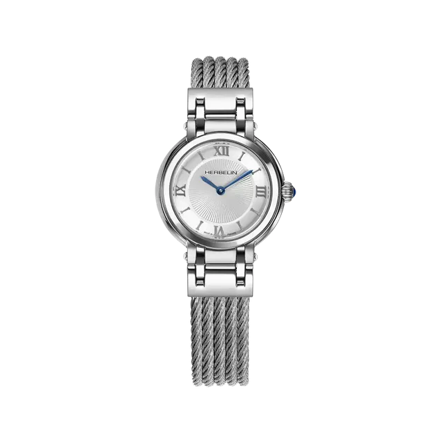 herbelin-galet-quartz-28-mm-montre-femme-blanc-argent-acier image 1