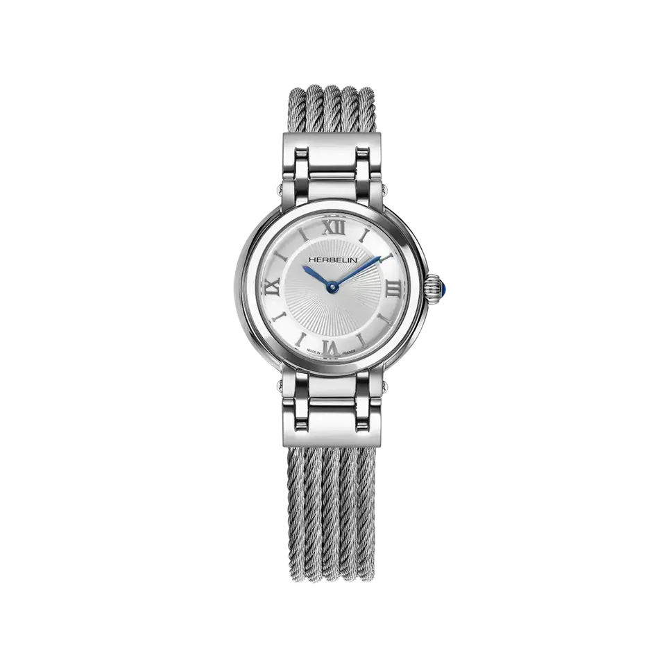 herbelin-galet-quartz-28-mm-montre-femme-blanc-argent-acier image 1