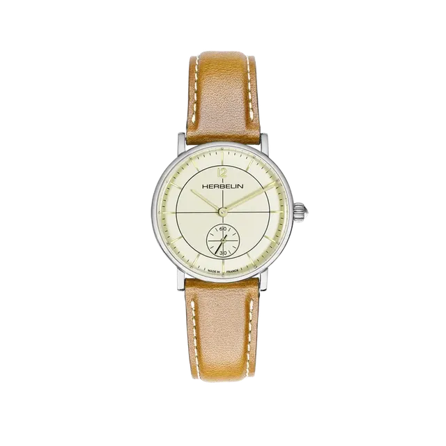 herbelin-inspiration-petite-seconde-montre-femme-acier-32-mm-cuir-camel image 1