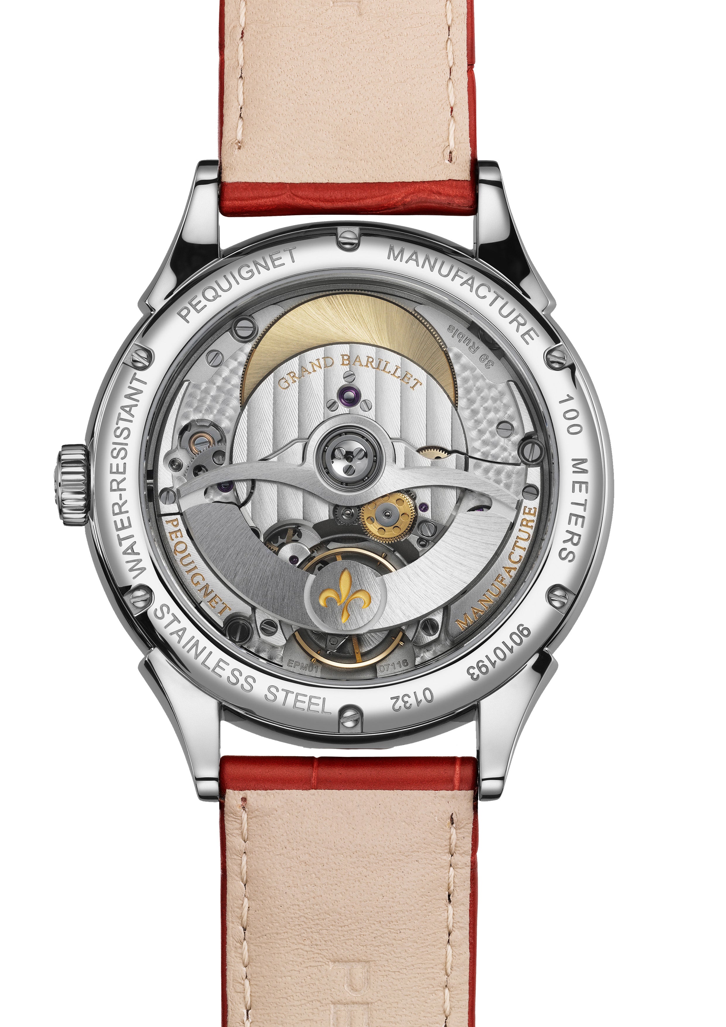 pequignet-royale-saphir-rubis-montre-automatique-calibre-royal-cadran-rouge image 2