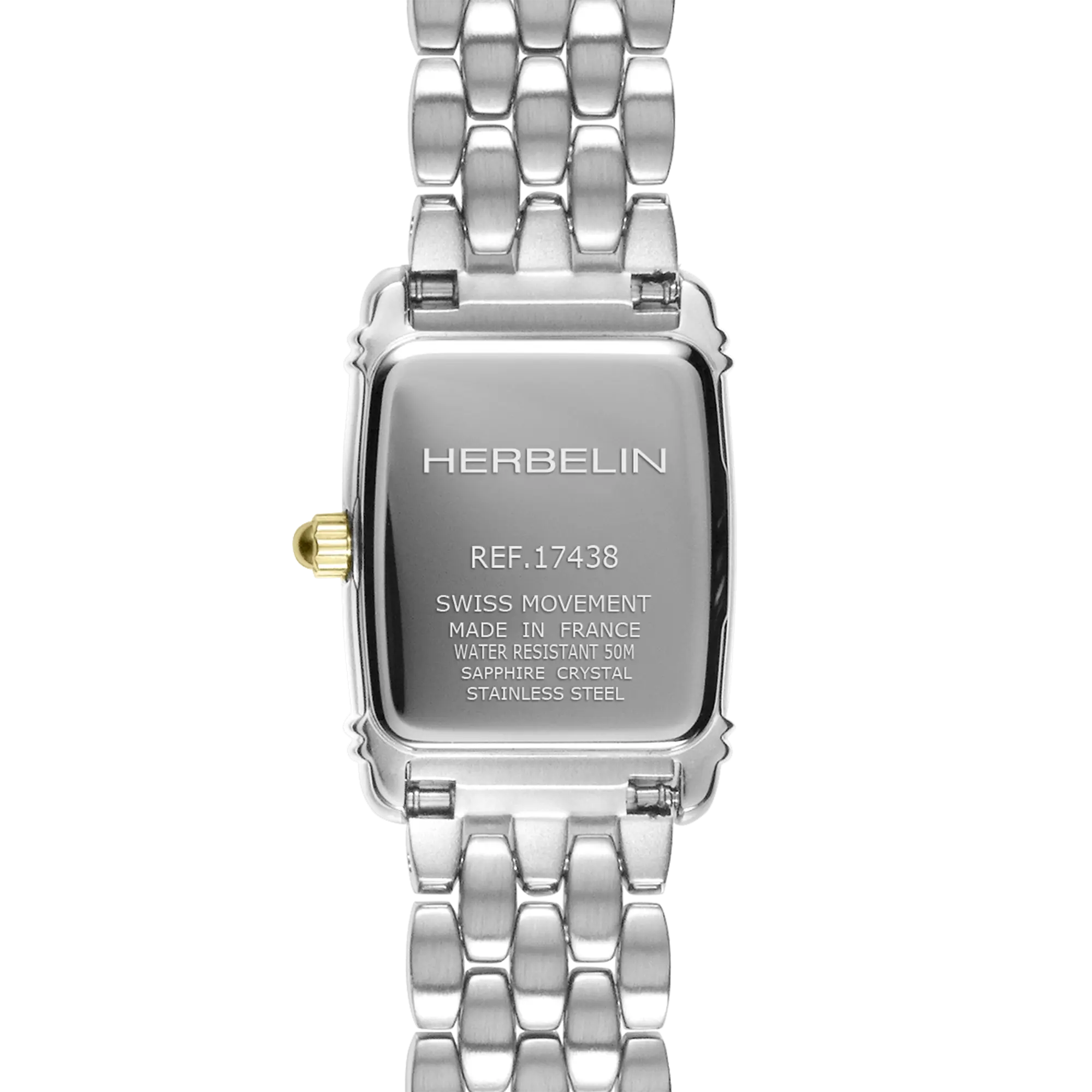 herbelin-art-d-co-quartz-montre-femme-bicolore-bracelet-grain-de-riz image 4