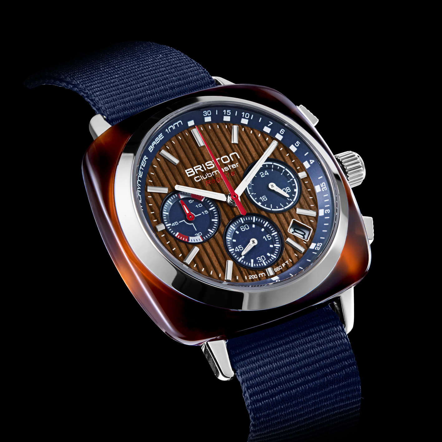 briston-clubmaster-regatta-chronographe-42-mm-noyer-bleu image 2