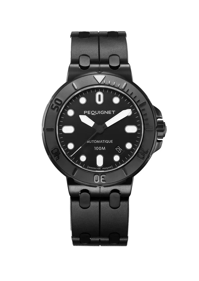 pequignet-moorea-hossegor-montre-automatique-sport-43-mm-cadran-noir-bracelet-ac image 1