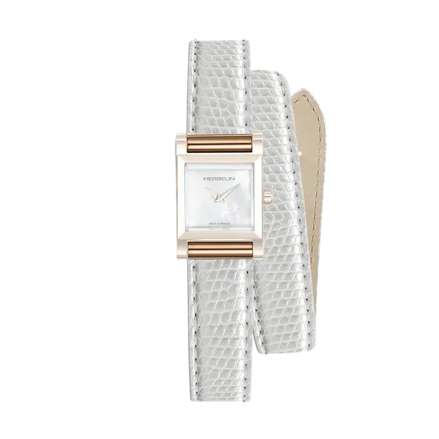 herbelin-antar-s-bracelet-double-blanc-iguane-cuir-v-ritable image 1