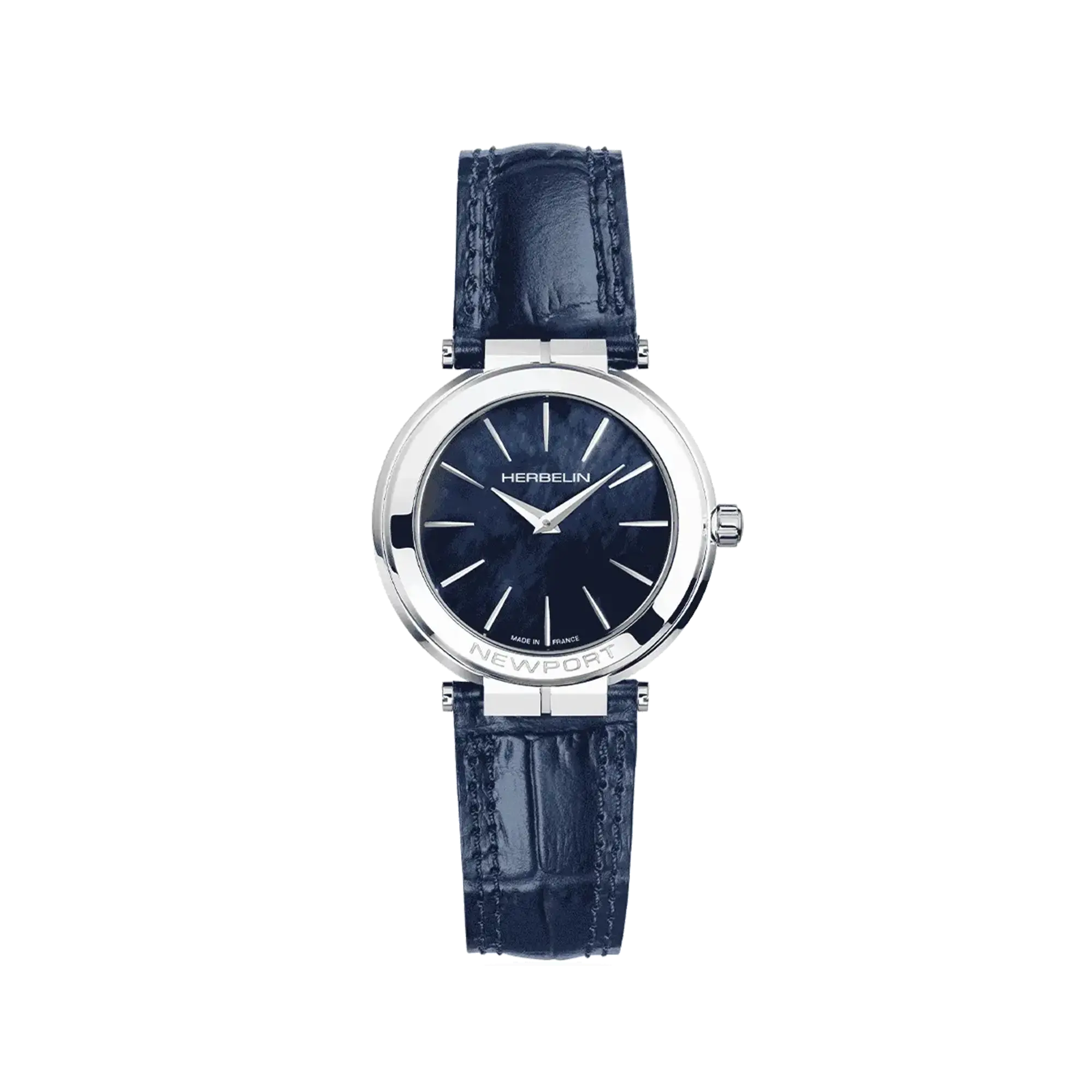 herbelin-newport-slim-femme-quartz-nacre-bleue-cuir image 1