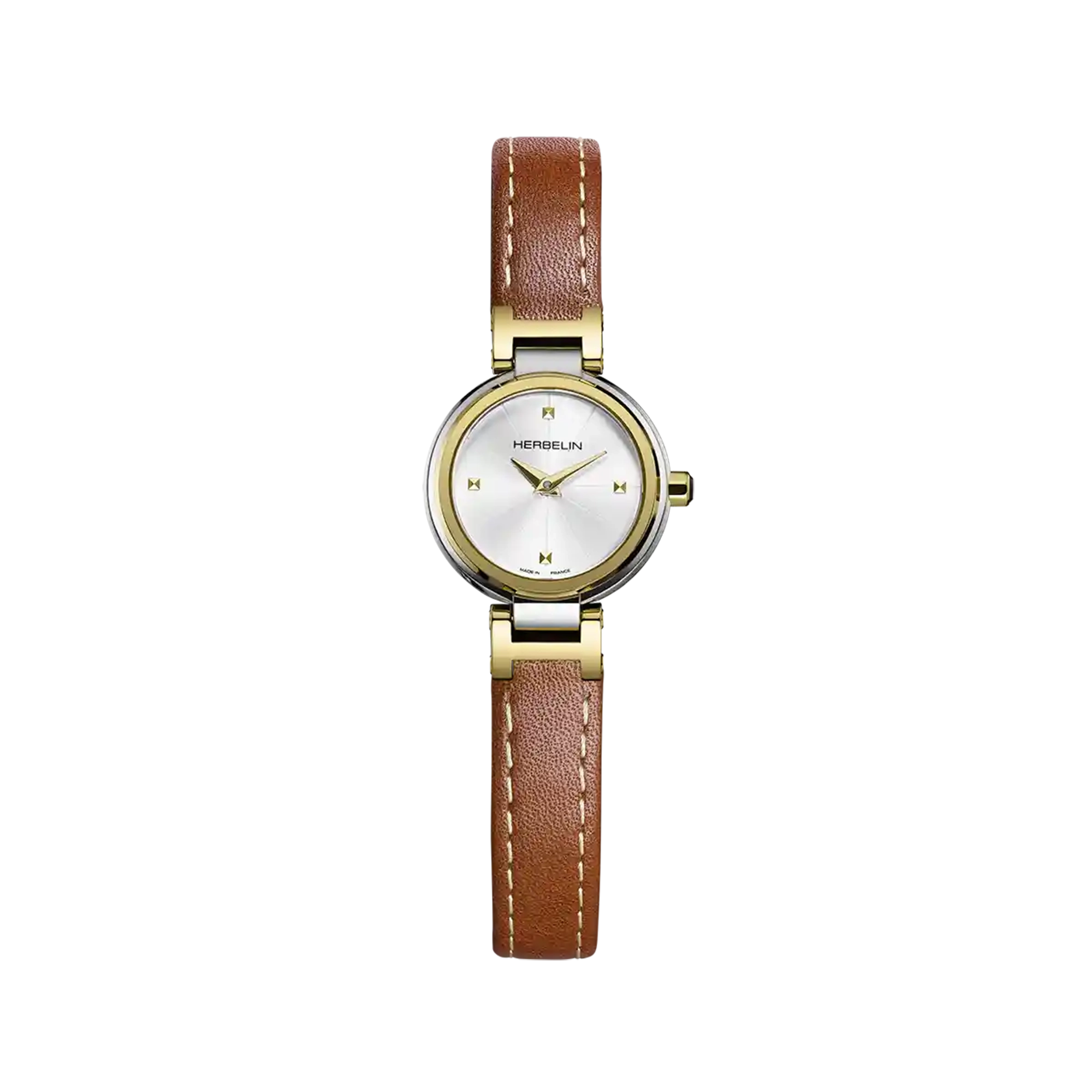 herbelin-lady-h-quartz-femme-acier-pvd-or-cuir-camel image 1