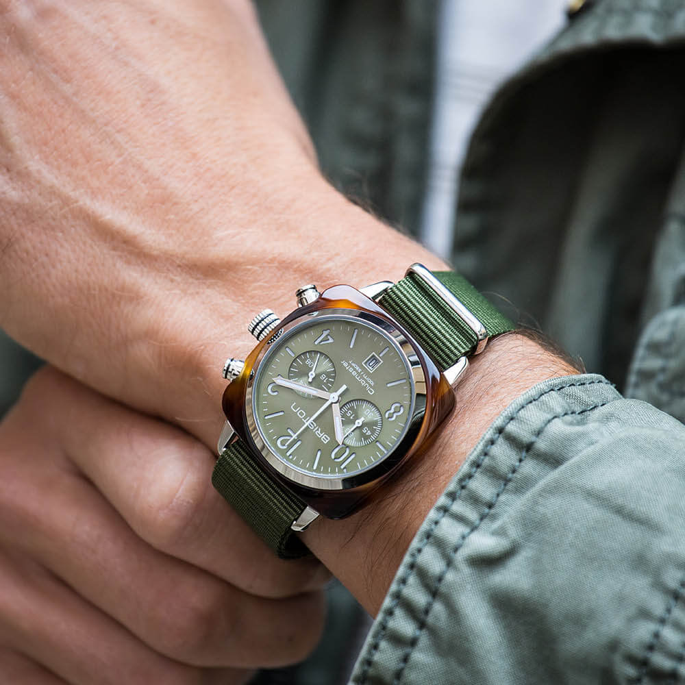 briston-clubmaster-classic-chronographe-40-mm-vert-olive image 2
