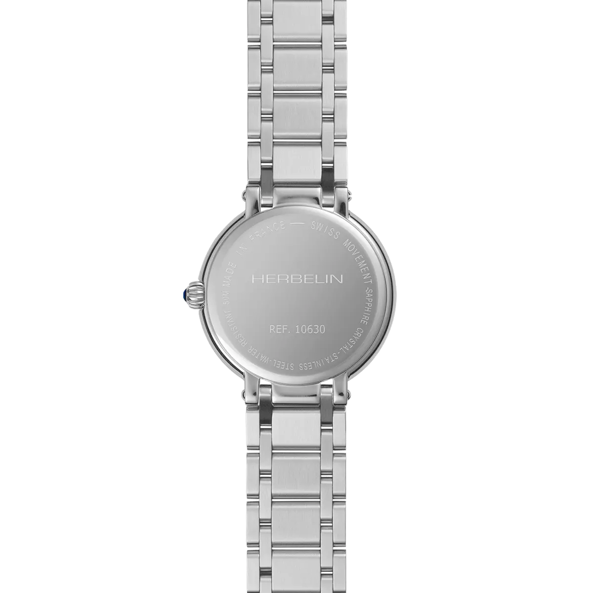 herbelin-galet-petite-seconde-acier-montre-femme-quartz-argent-guilloch image 4