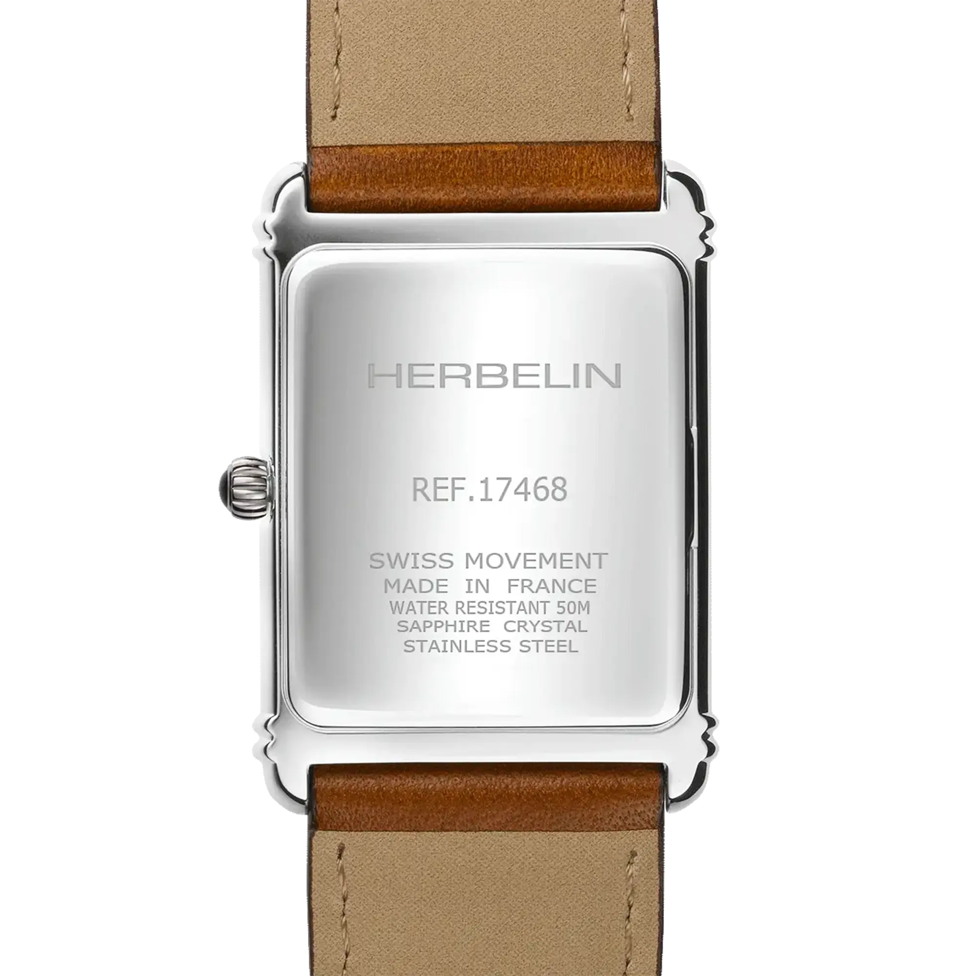 herbelin-art-d-co-quartz-montre-homme-acier-cuir-brun image 4
