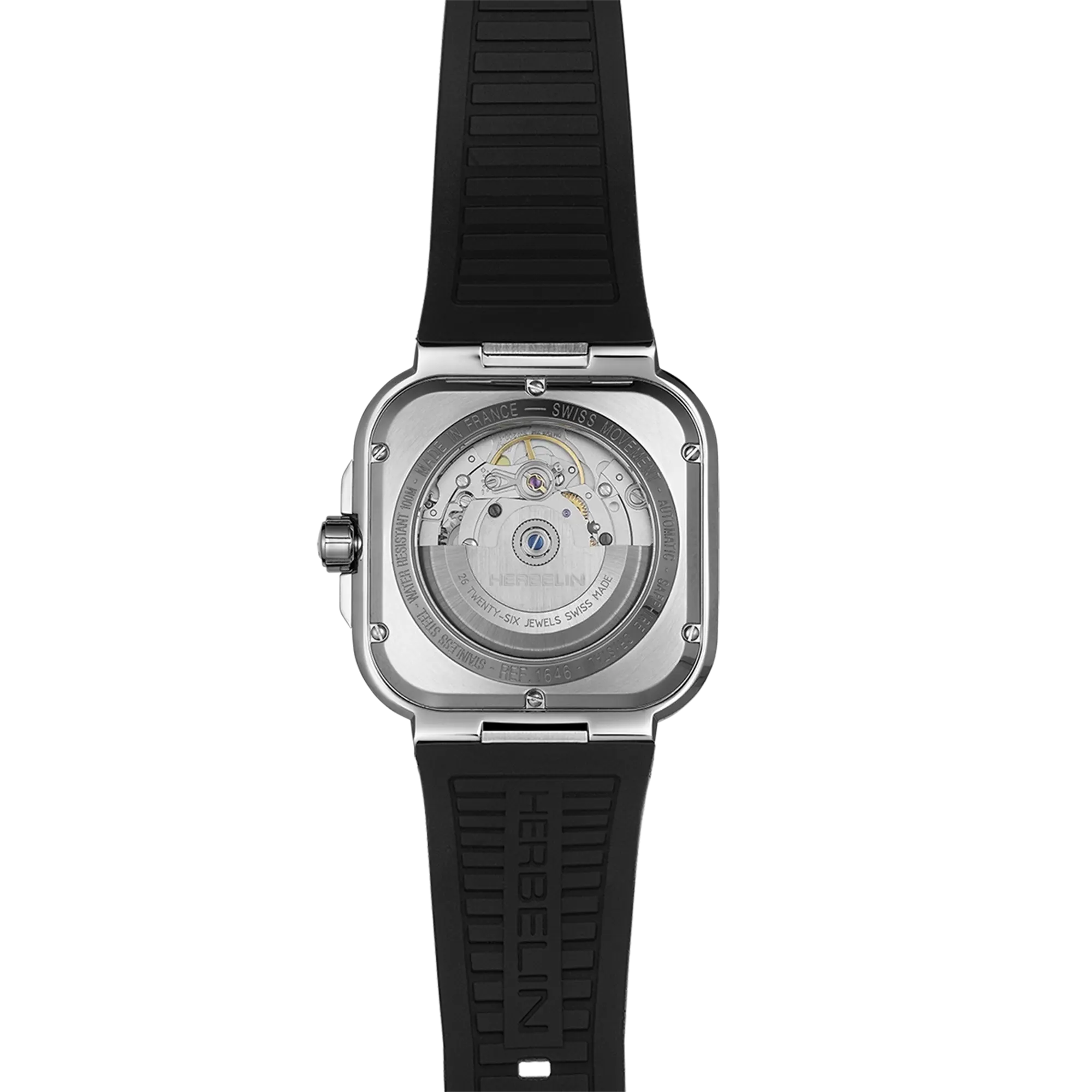 herbelin-cap-camarat-square-automatique-vert-montre-homme-acier-bracelet-caoutch image 4
