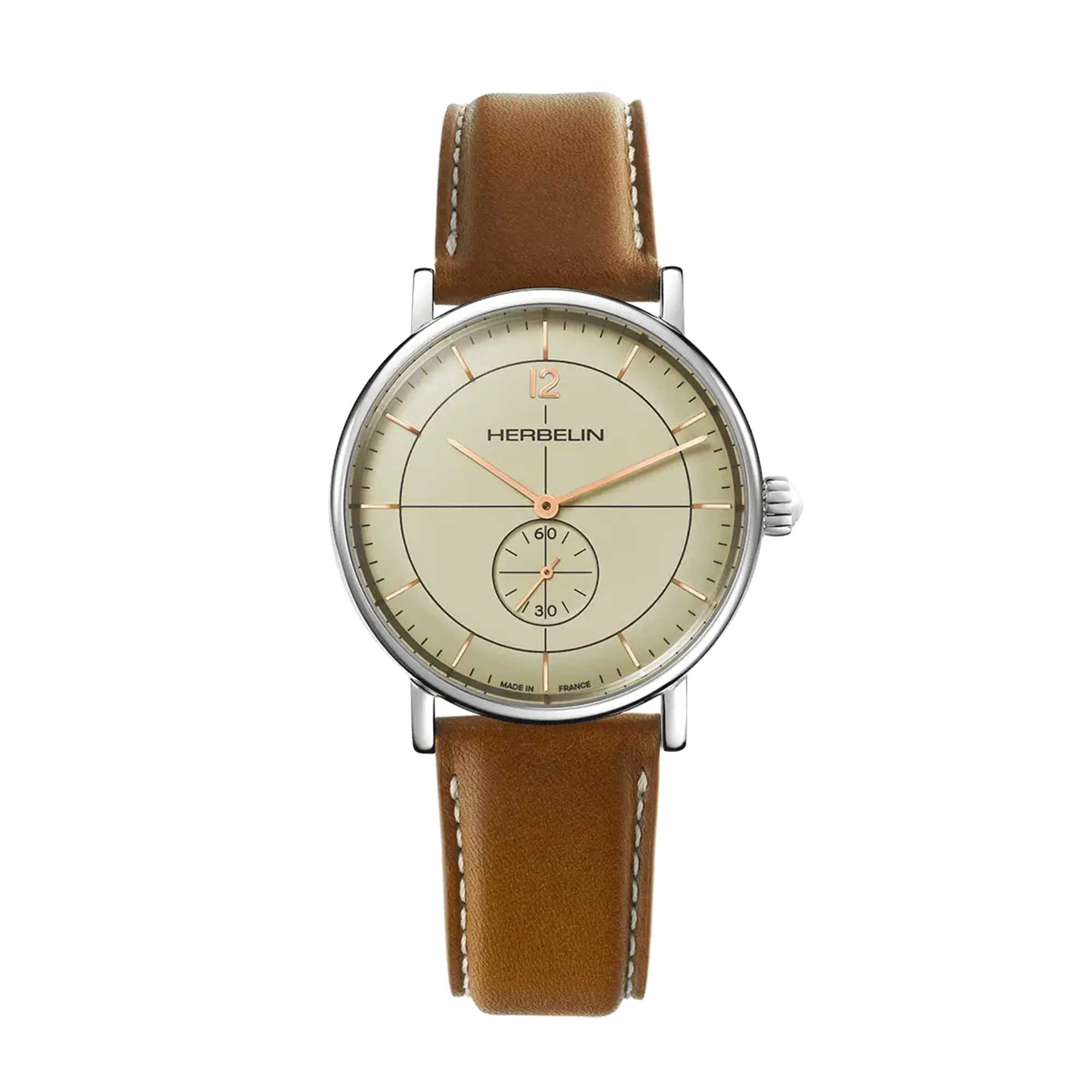 herbelin-inspiration-petite-seconde-acier-cuir-gold-montre-homme image 1
