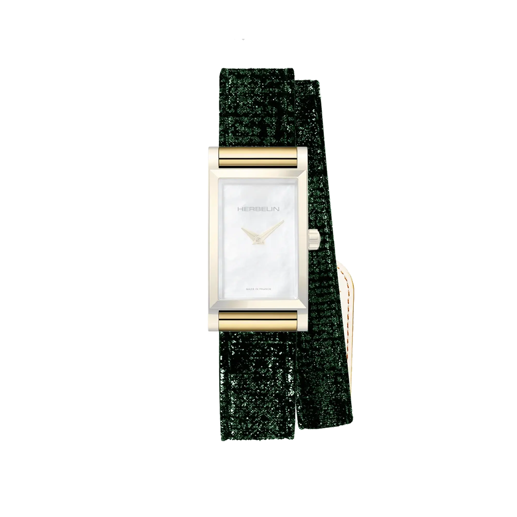 herbelin-antar-s-bracelet-double-tour-vert-brillant-cuir image 1