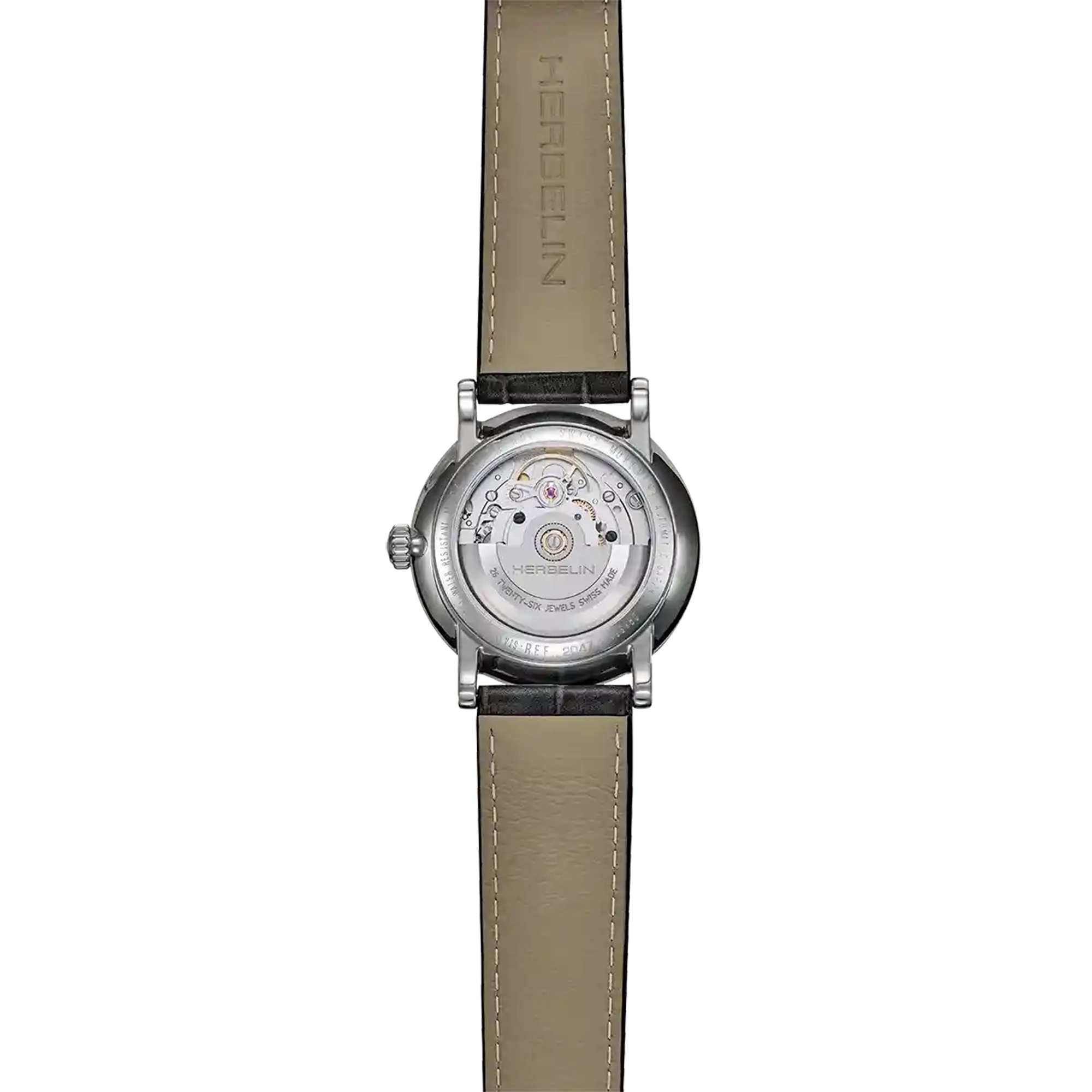herbelin-inspiration-automatique-homme-38-mm-acier-cuir-noir-montre image 4