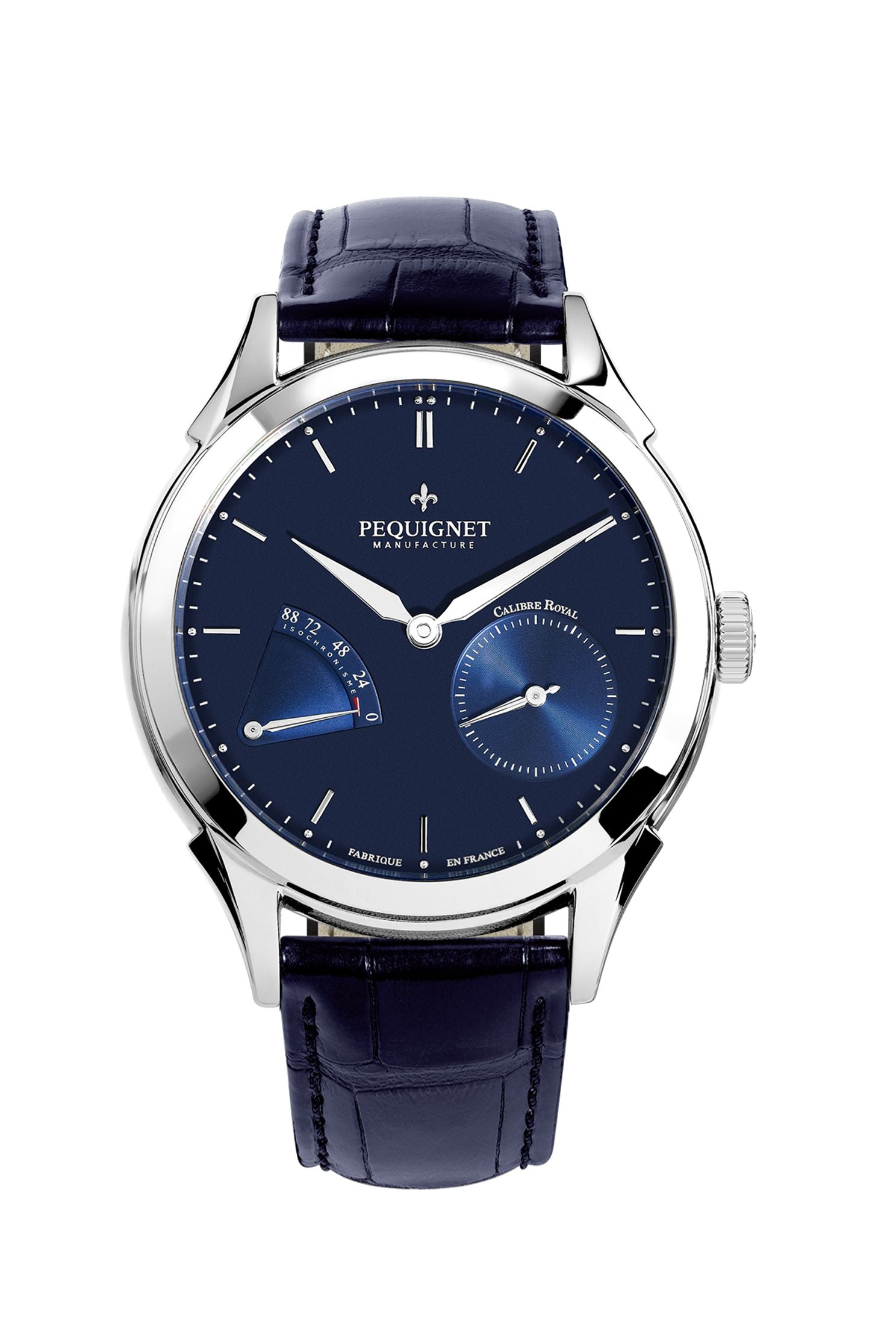 pequignet-royale-origine-montre-homme-cadran-bleu-intense-grande-date-calibre-ro image 7