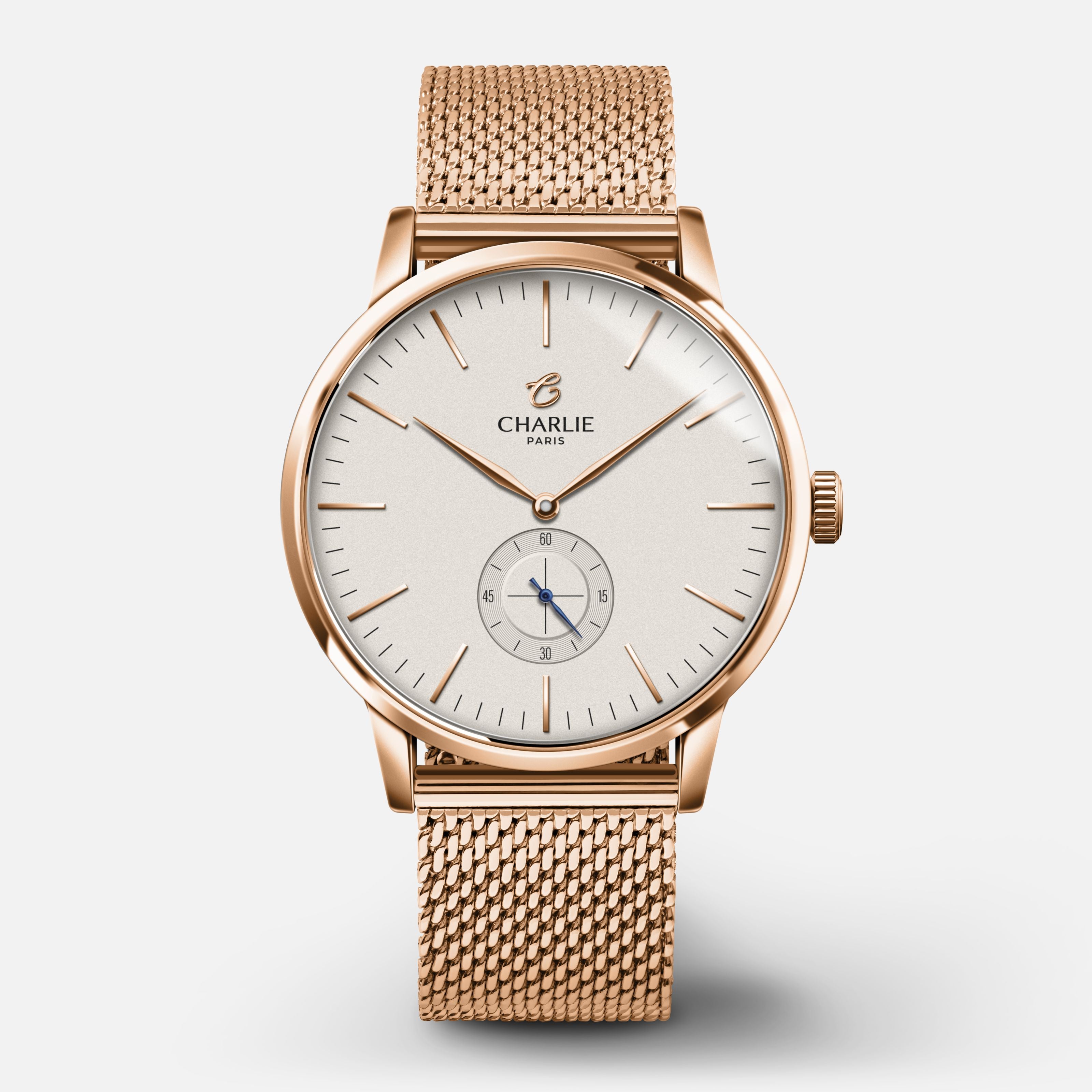 charlie-paris-horizon-montre-quartz-homme-39mm-blanc-dor-rose image 5
