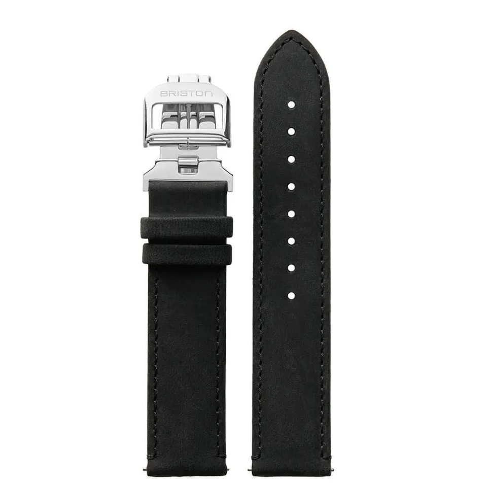 briston-clubmaster-classic-bracelet-cuir-vintage-noir-20-mm-boucle-d-ployante image 1