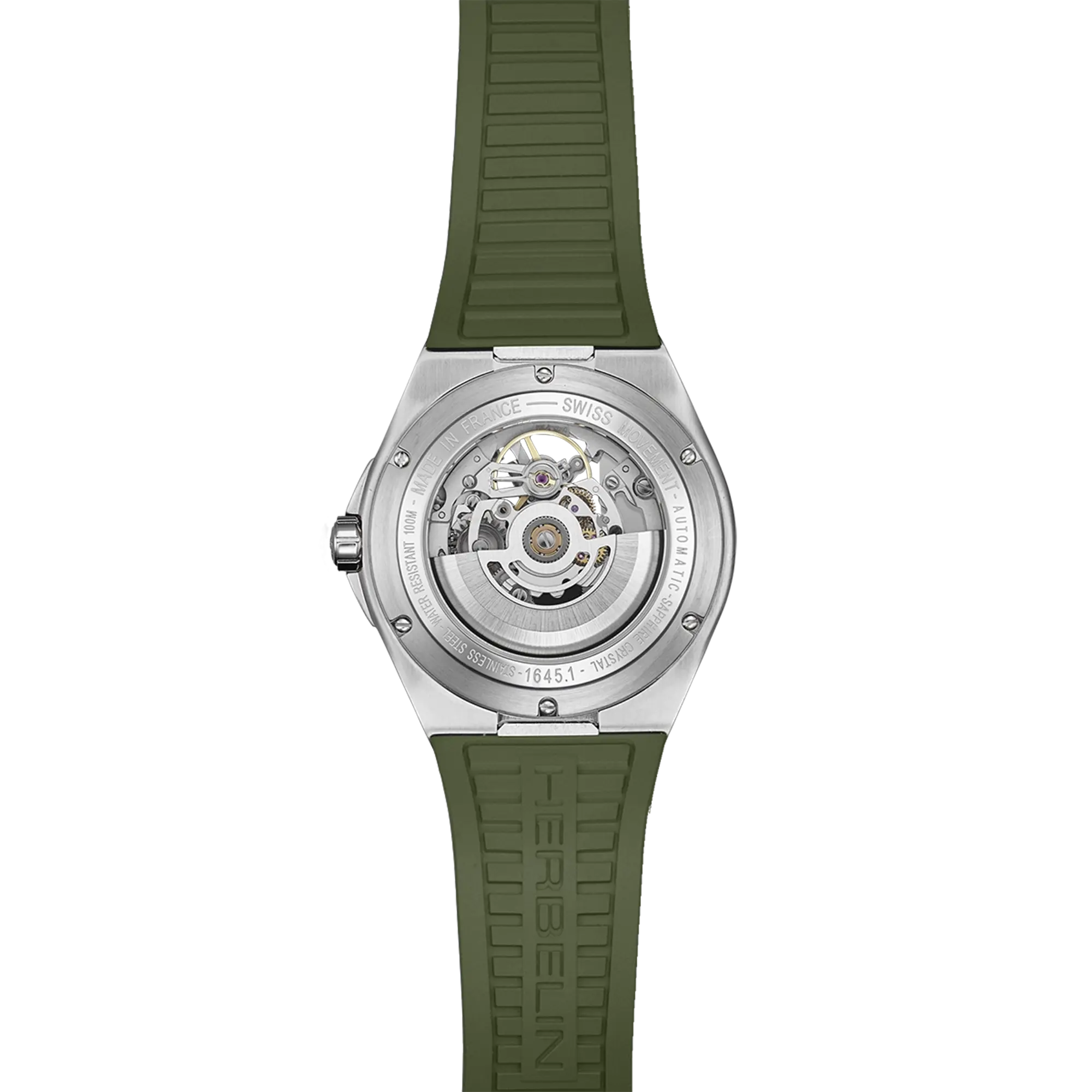 herbelin-cap-camarat-montre-automatique-squelette-homme-acier-kaki-caoutchouc-fk image 4