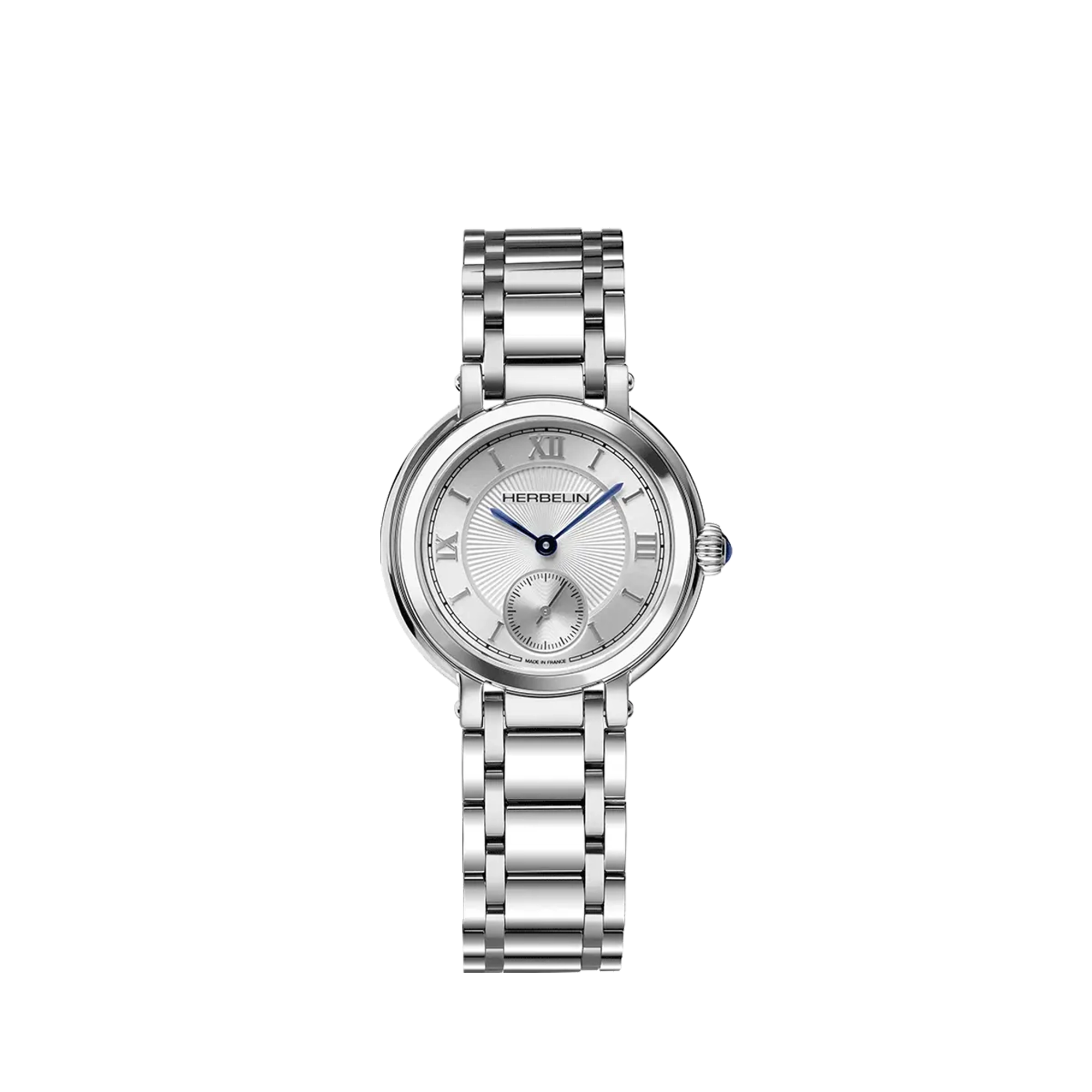 herbelin-galet-petite-seconde-acier-montre-femme-quartz-argent-guilloch image 1
