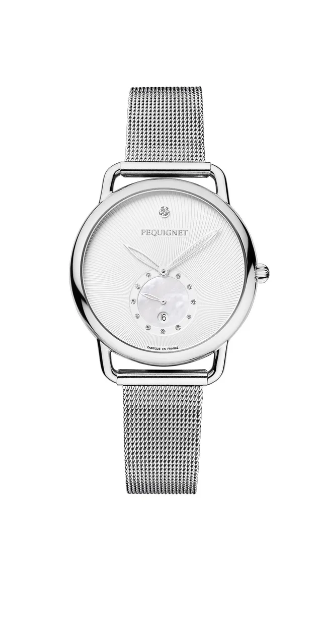 pequignet-equus-origine-montre-quartz-cadran-argent-bracelet-acier image 1