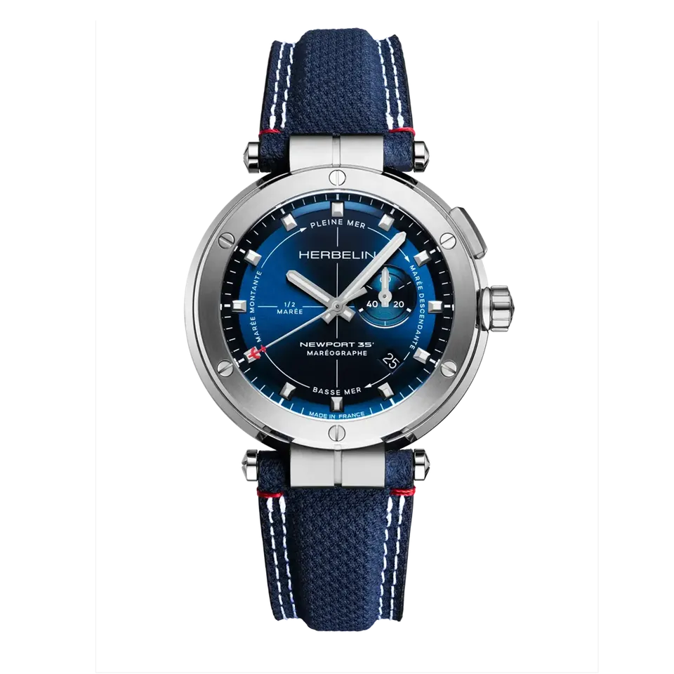 herbelin-newport-mar-ographe-montre-homme-quartz-acier-textile-35e-anniversaire image 1