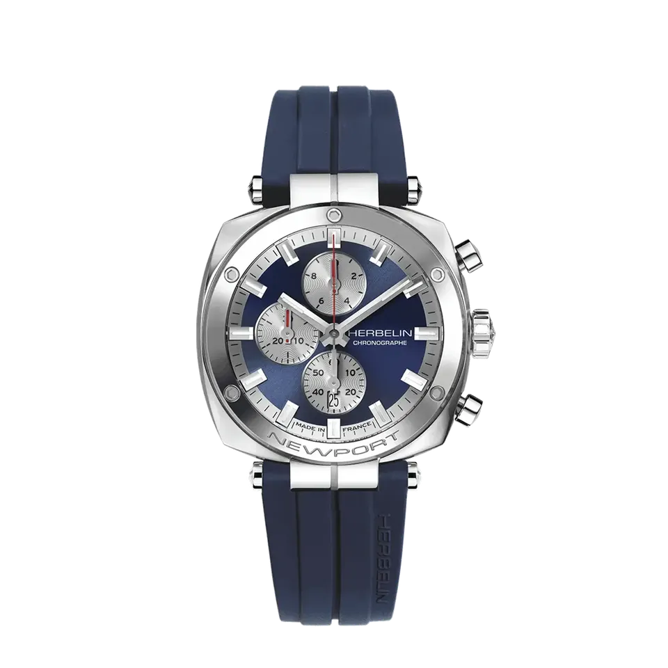 herbelin-newport-h-ritage-chronographe-quartz-montre-homme-acier-bleu-fkm image 1