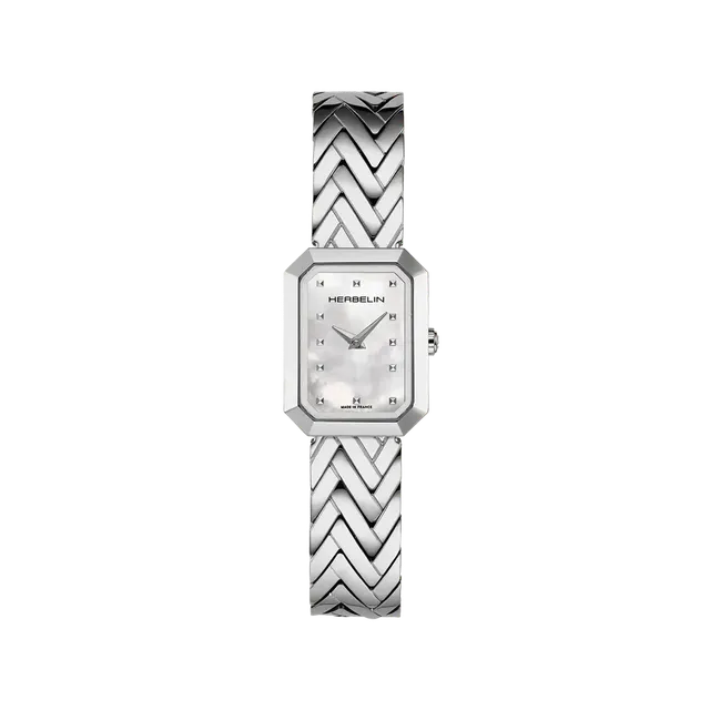 herbelin-octog-ne-chevrons-montre-femme-acier-nacre image 1