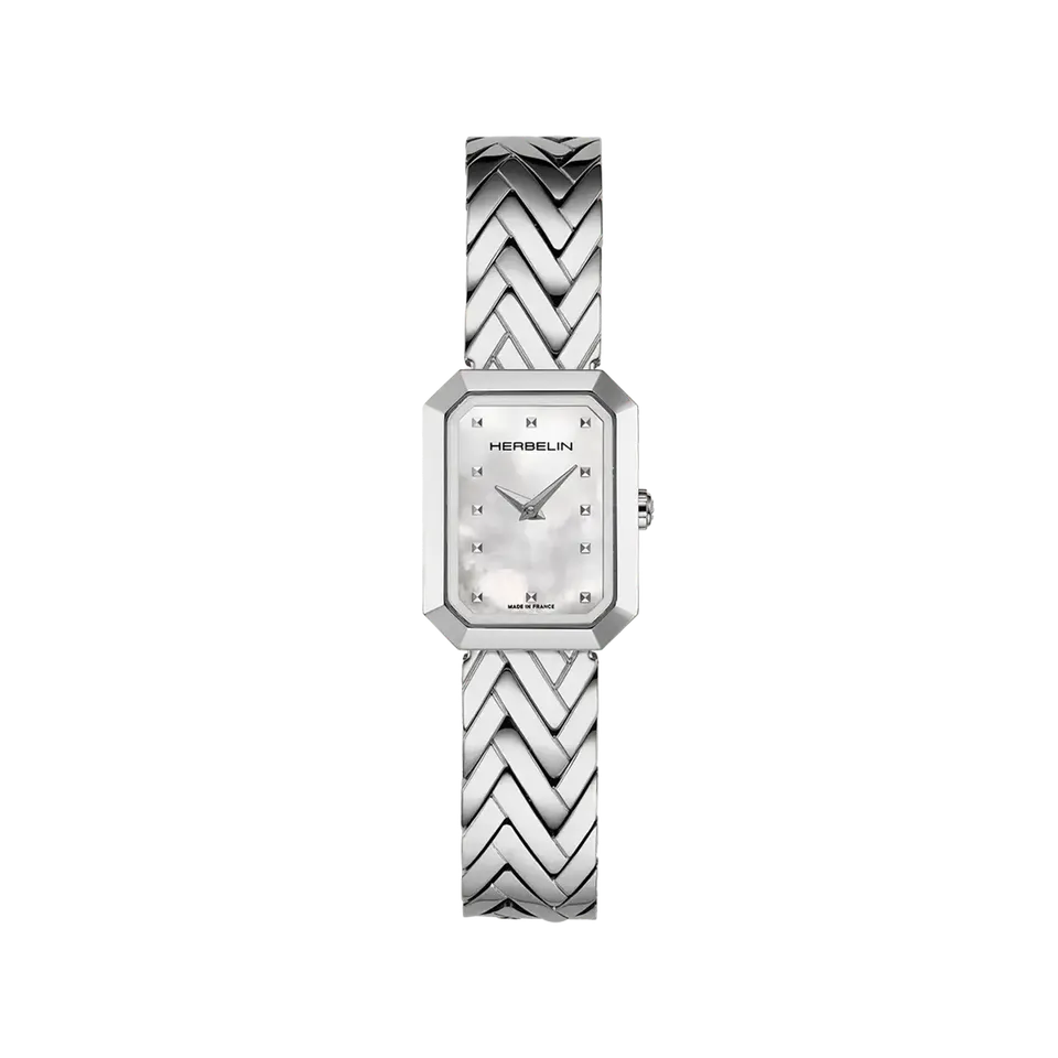 herbelin-octog-ne-chevrons-montre-femme-acier-nacre image 1