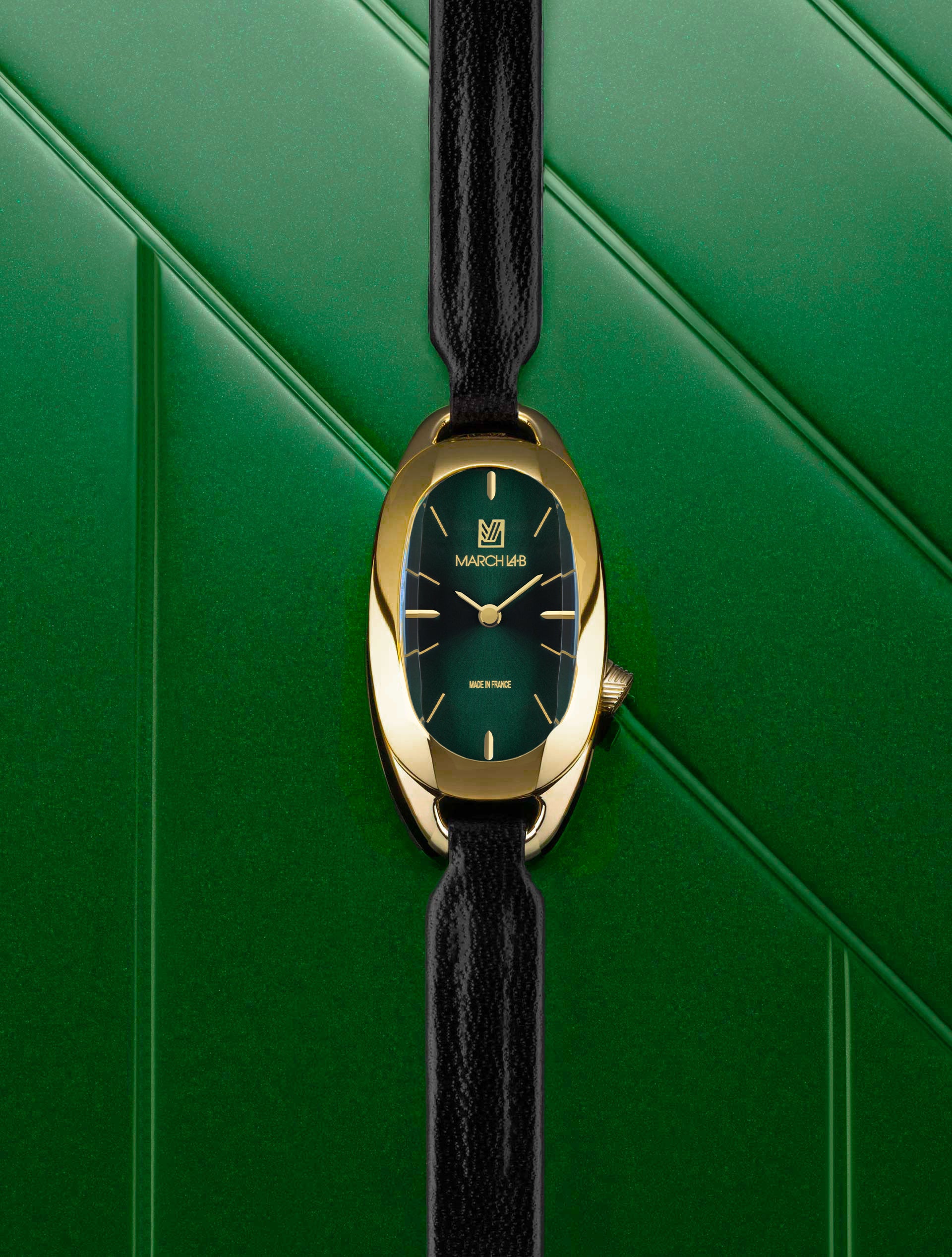 march-la-b-montre-oblongue-emerald-femme-20mm-dor-cadran-vert image 4