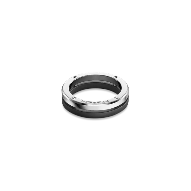 herbelin-bague-newport-duo-acier-poli-titane-sabl-homme image 1
