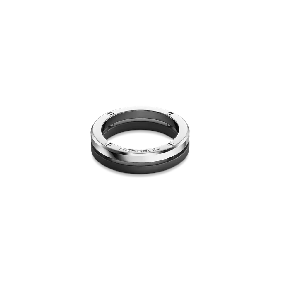 herbelin-bague-newport-duo-acier-poli-titane-sabl-homme image 1