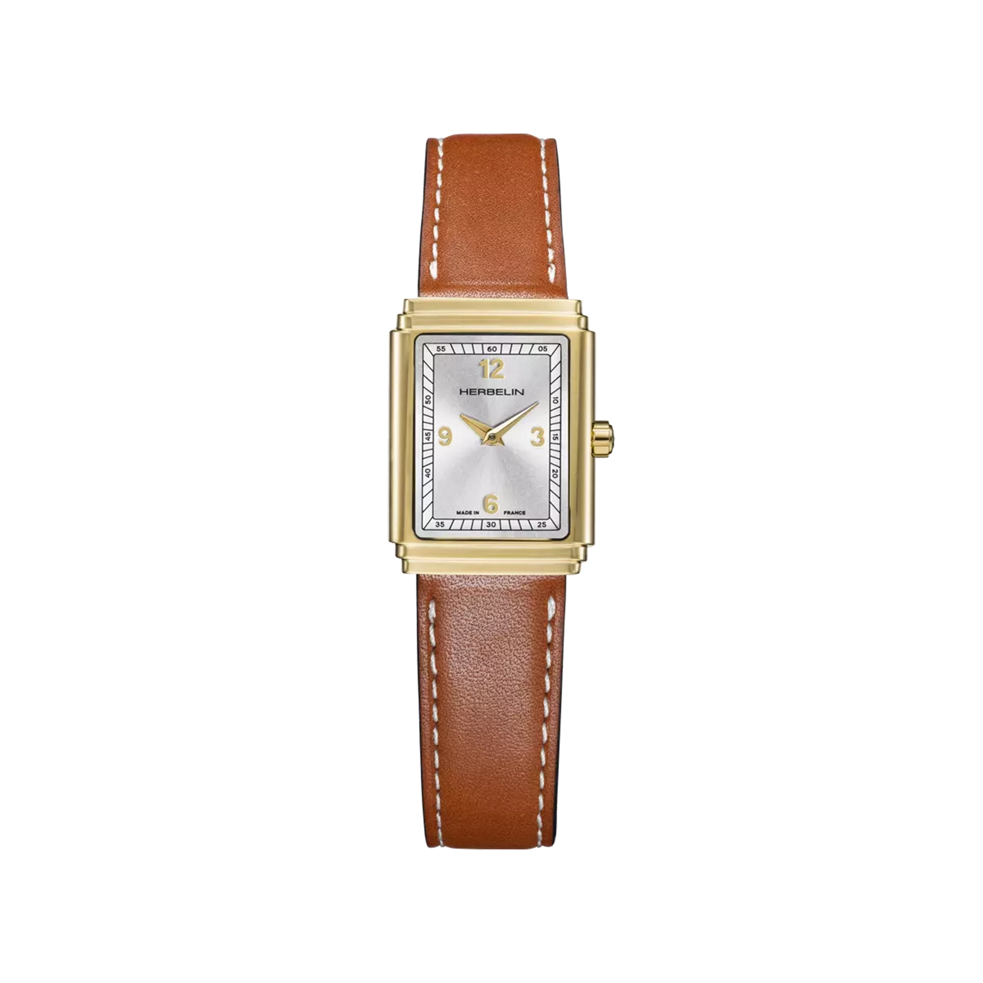 herbelin-art-d-co-1925-s-pvd-or-jaune-cuir-camel-femme image 1