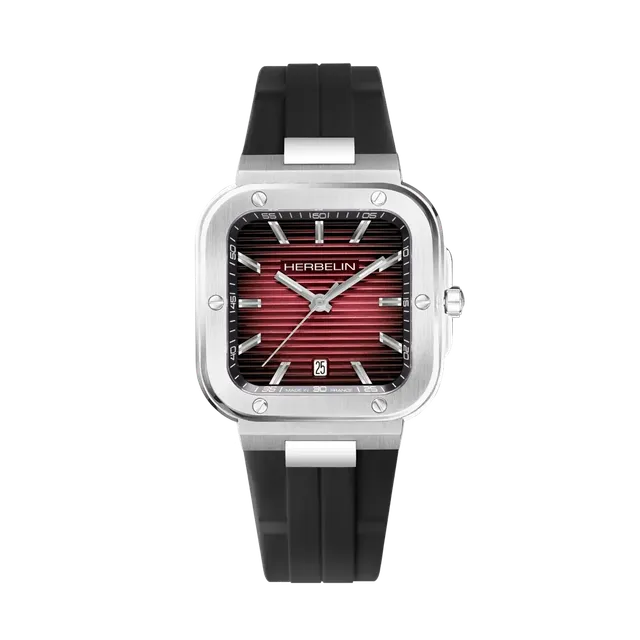 herbelin-cap-camarat-square-quartz-noir-rouge-homme image 1
