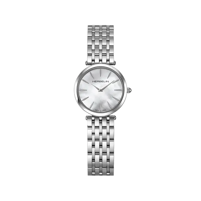 herbelin-epsilon-montre-quartz-femme-nacre-et-acier-28-mm image 1