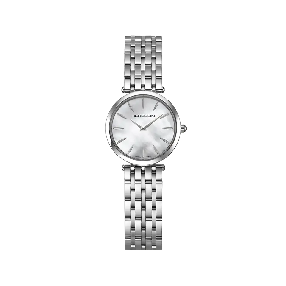 herbelin-epsilon-montre-quartz-femme-nacre-et-acier-28-mm image 1