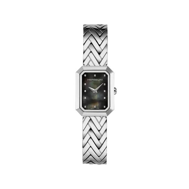 herbelin-octog-ne-chevrons-acier-nacre-noire-femme image 1