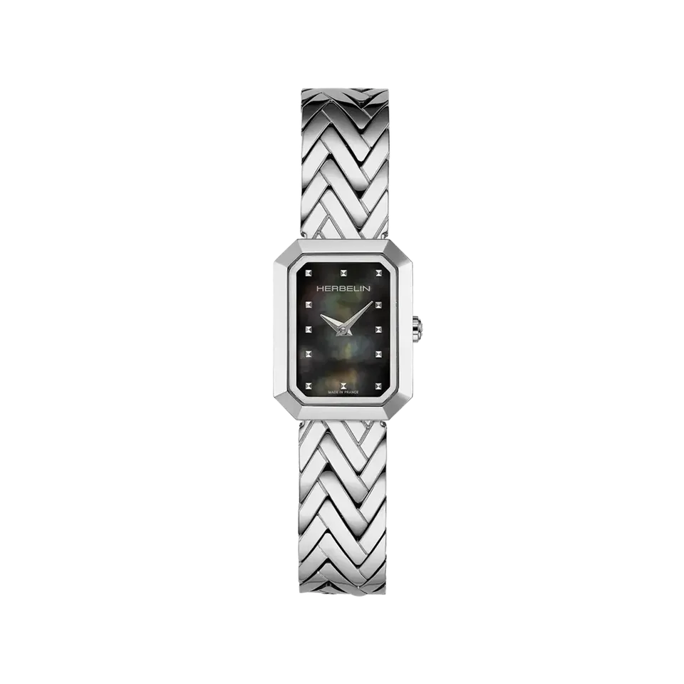 herbelin-octog-ne-chevrons-acier-nacre-noire-femme image 1