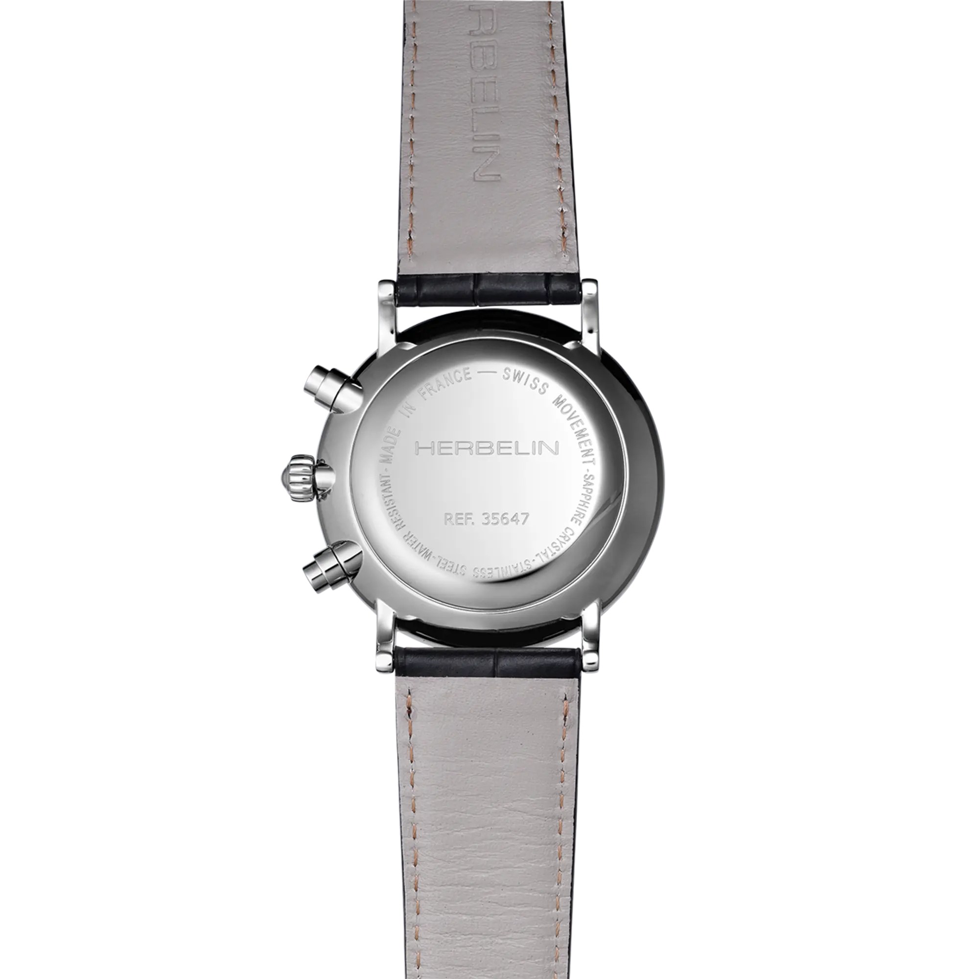 herbelin-inspiration-chronographe-quartz-40-mm-acier-cuir-noir-homme image 4