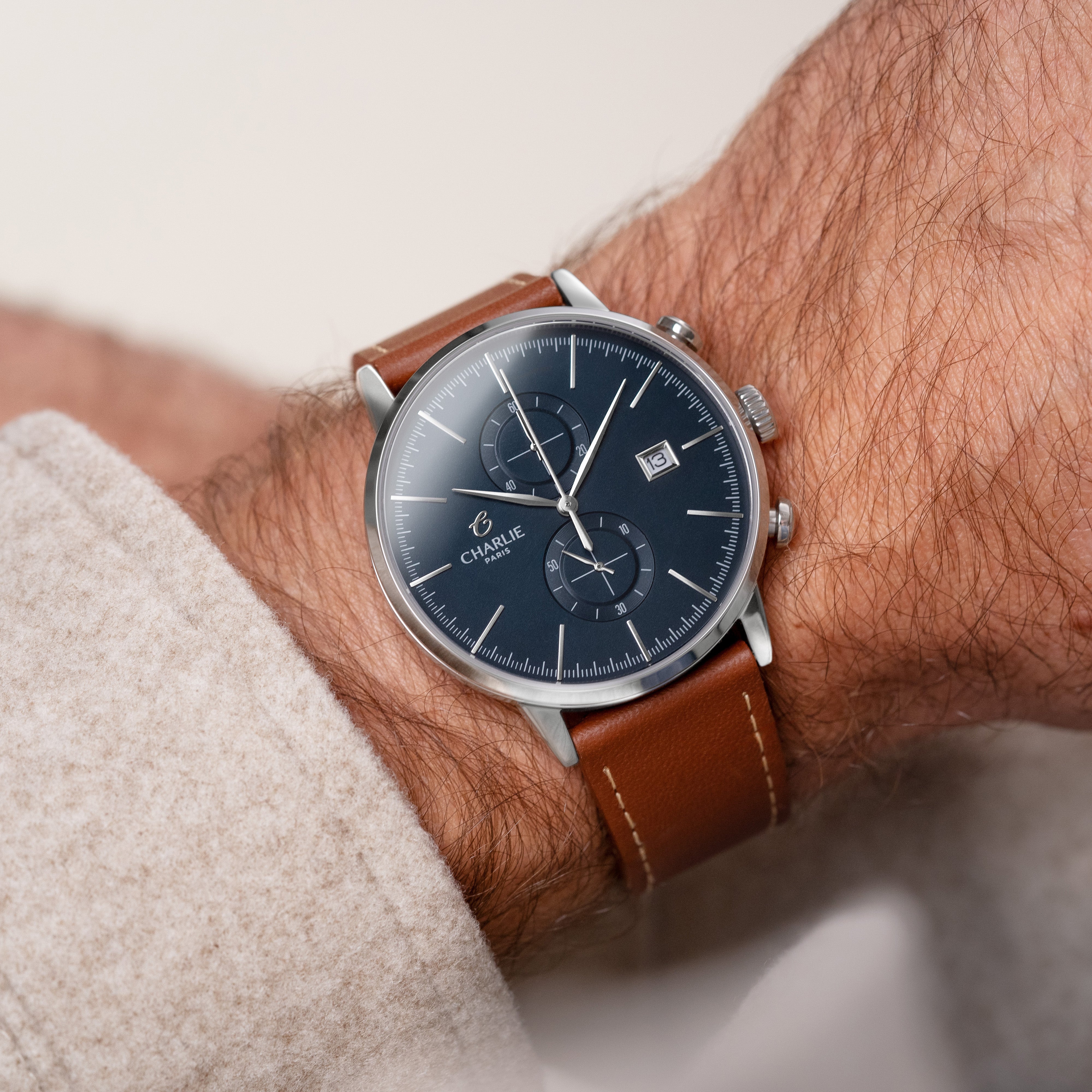 charlie-paris-horizon-montre-chronographe-homme-40mm-cadran-bleu image 2