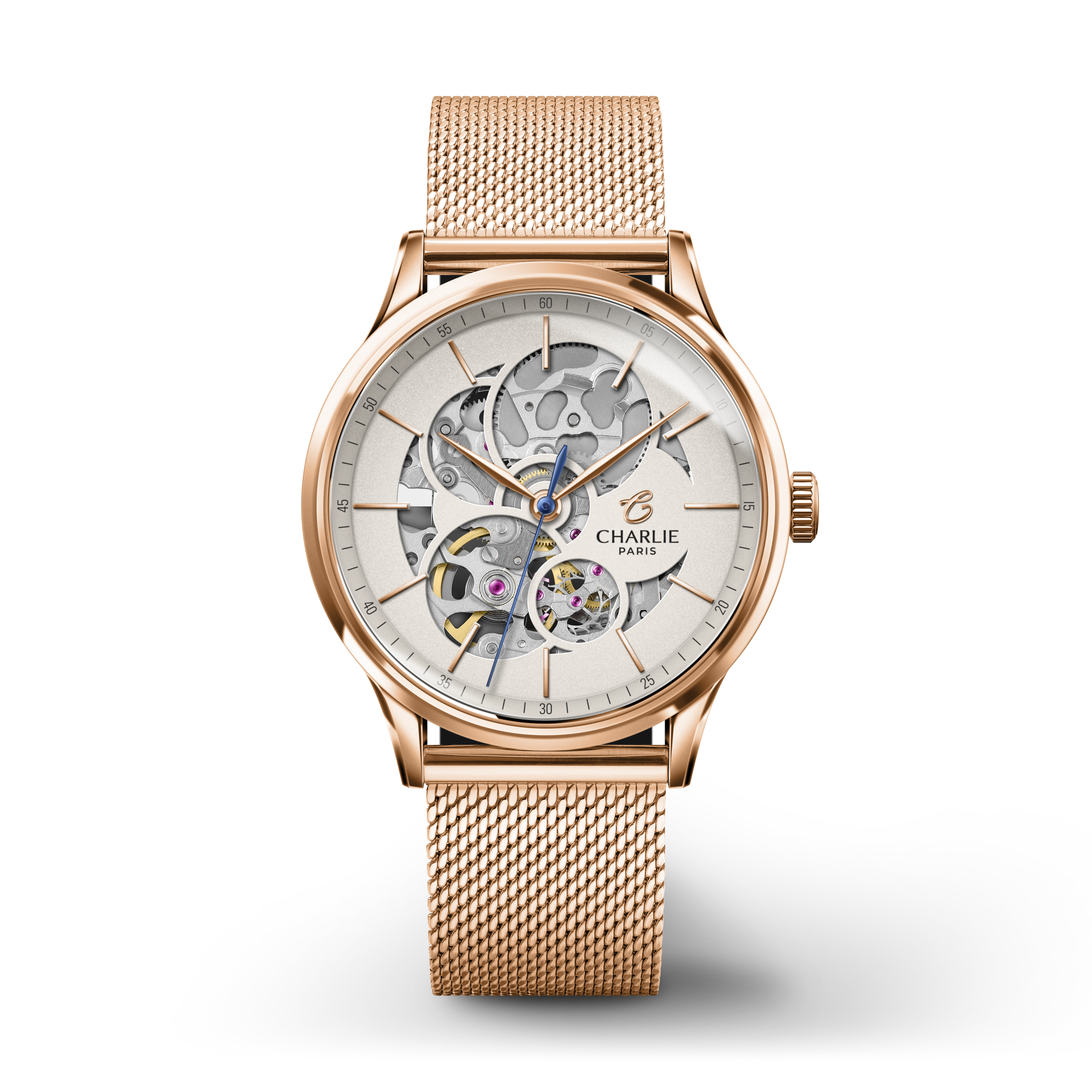 charlie-paris-initial-36-montre-automatique-femme-ajour-e-dor-rose-36-mm image 2