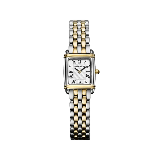 herbelin-art-d-co-quartz-montre-femme-bicolore-bracelet-grain-de-riz image 1