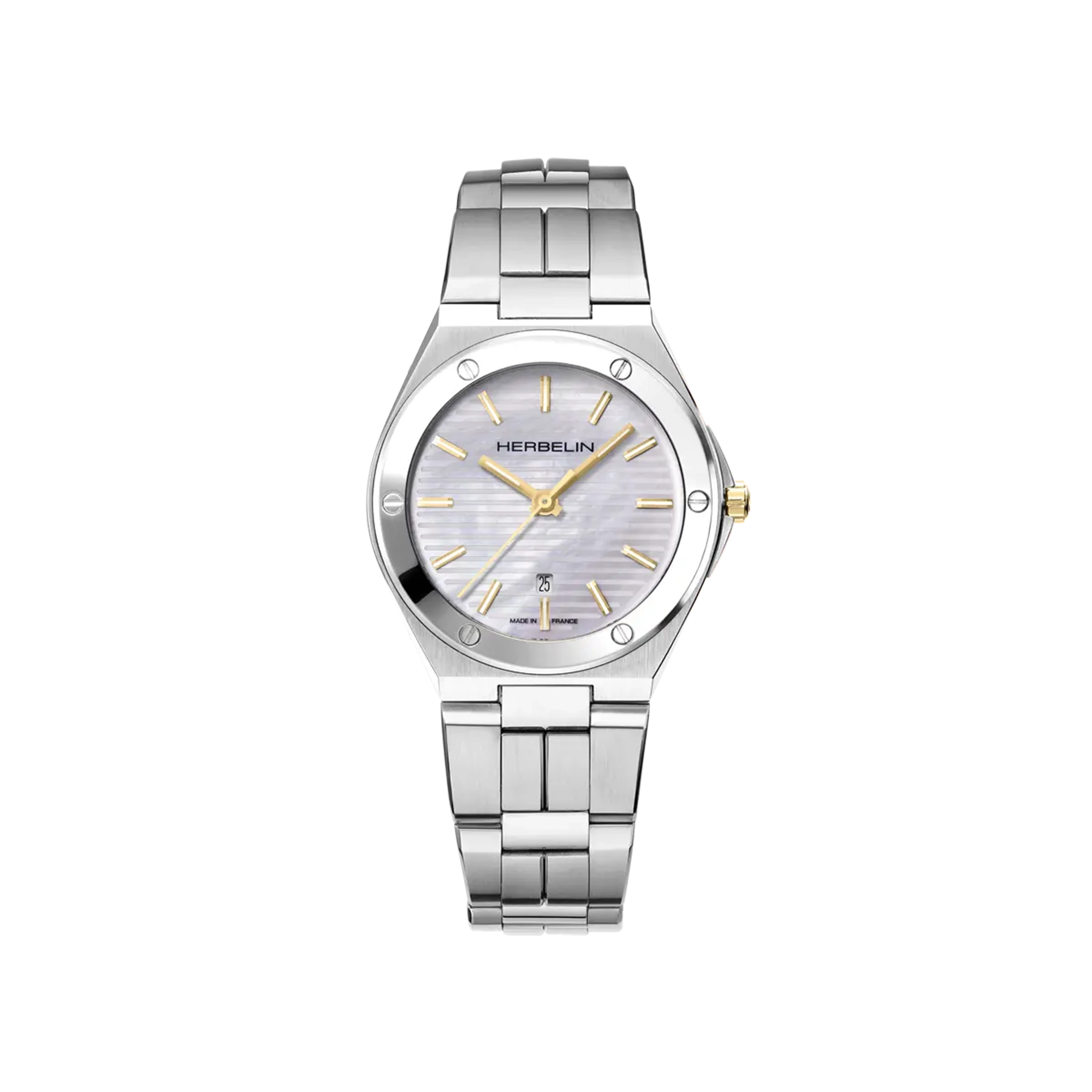 herbelin-cap-camarat-nacre-33-mm-montre-femme-quartz-acier-pvd-or-jaune image 1