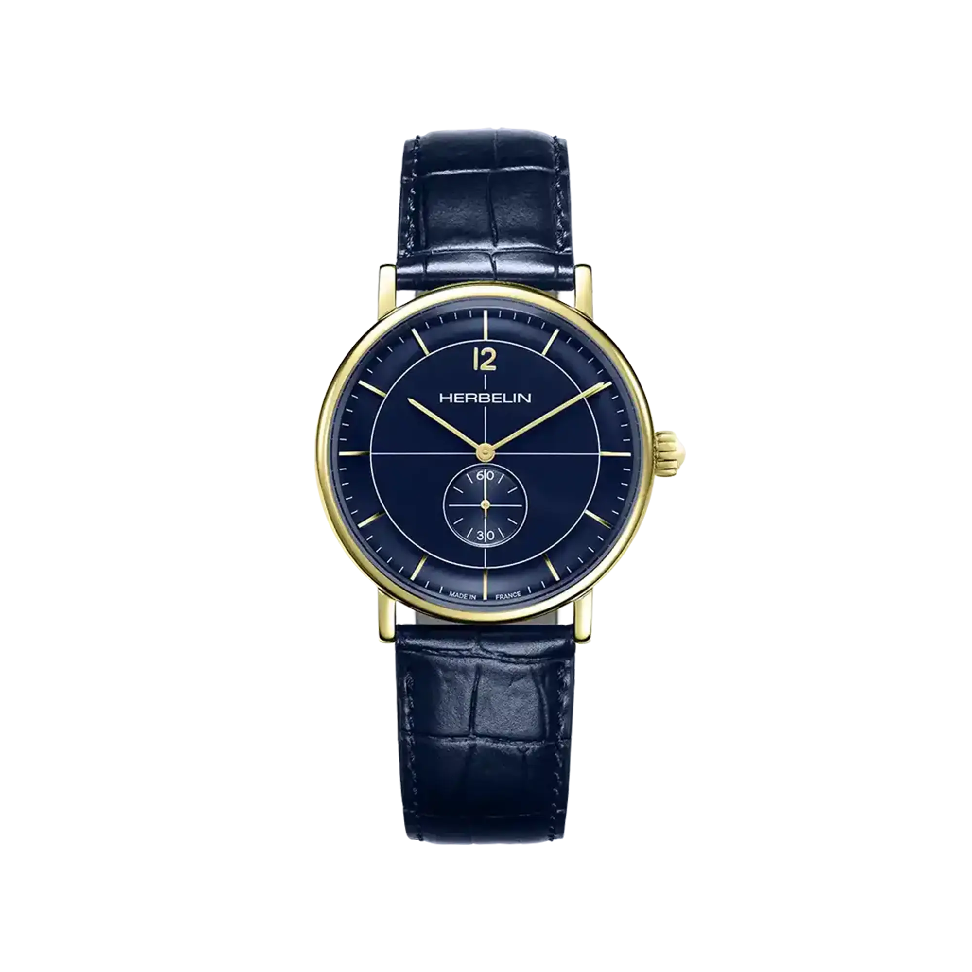 herbelin-inspiration-petite-seconde-montre-homme-quartz-cuir-bleu image 1
