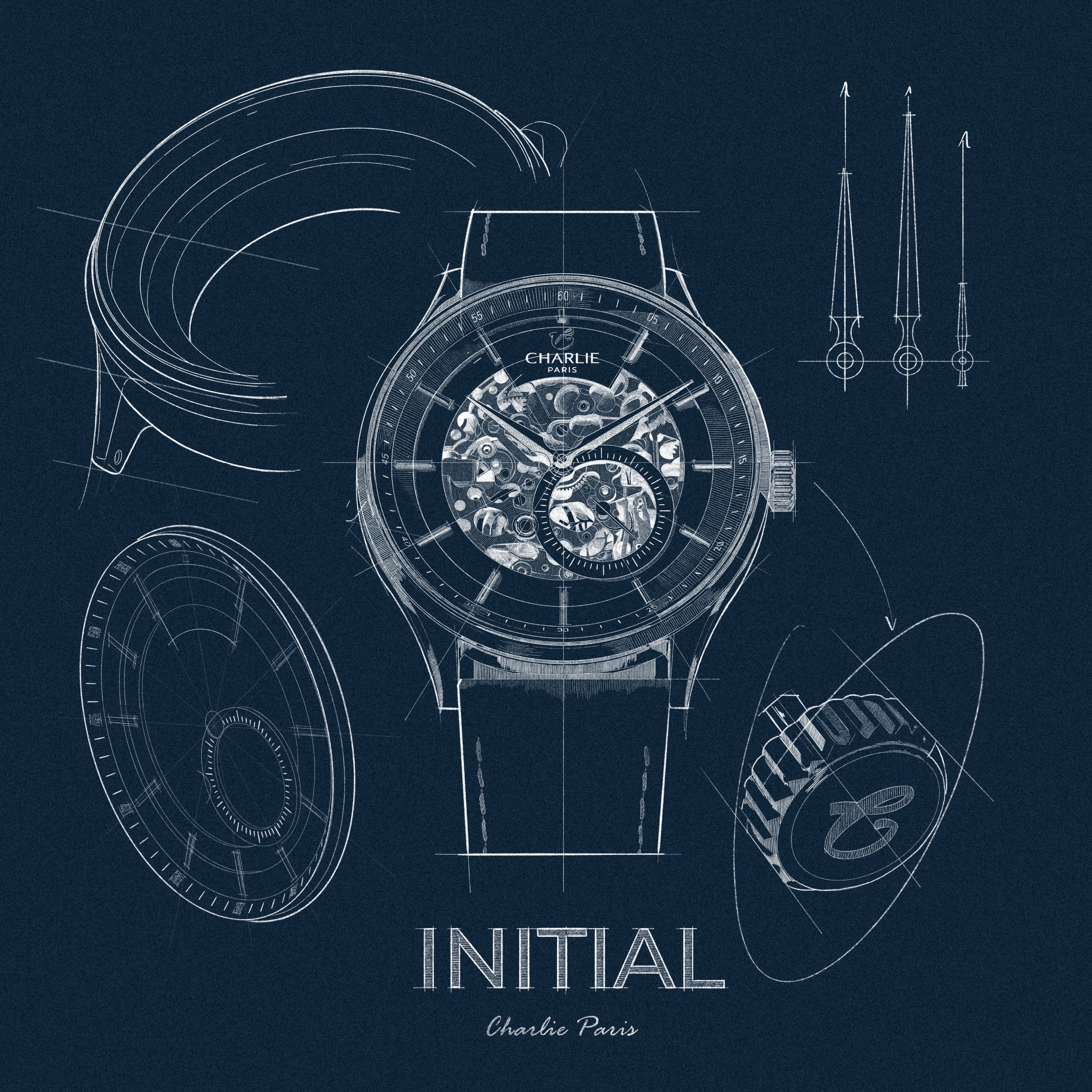 charlie-paris-initial-squelette-bleu-montre-automatique-homme-40mm image 5