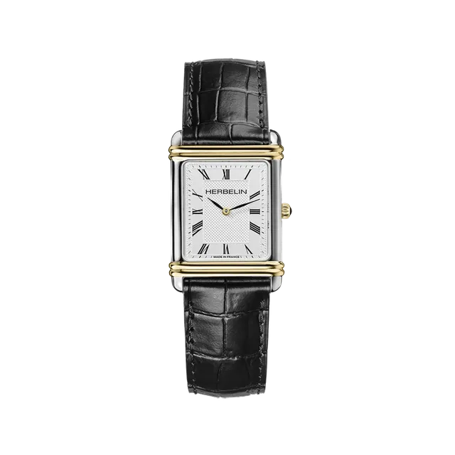 herbelin-art-d-co-homme-quartz-acier-bicolore-cuir-noir image 1
