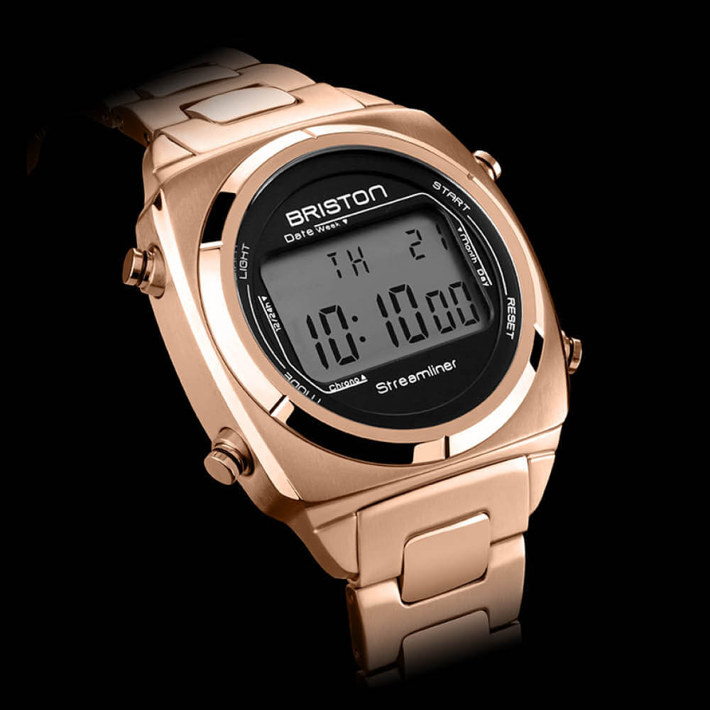 briston-streamliner-digital-37-mm-acier-gold-noir image 3