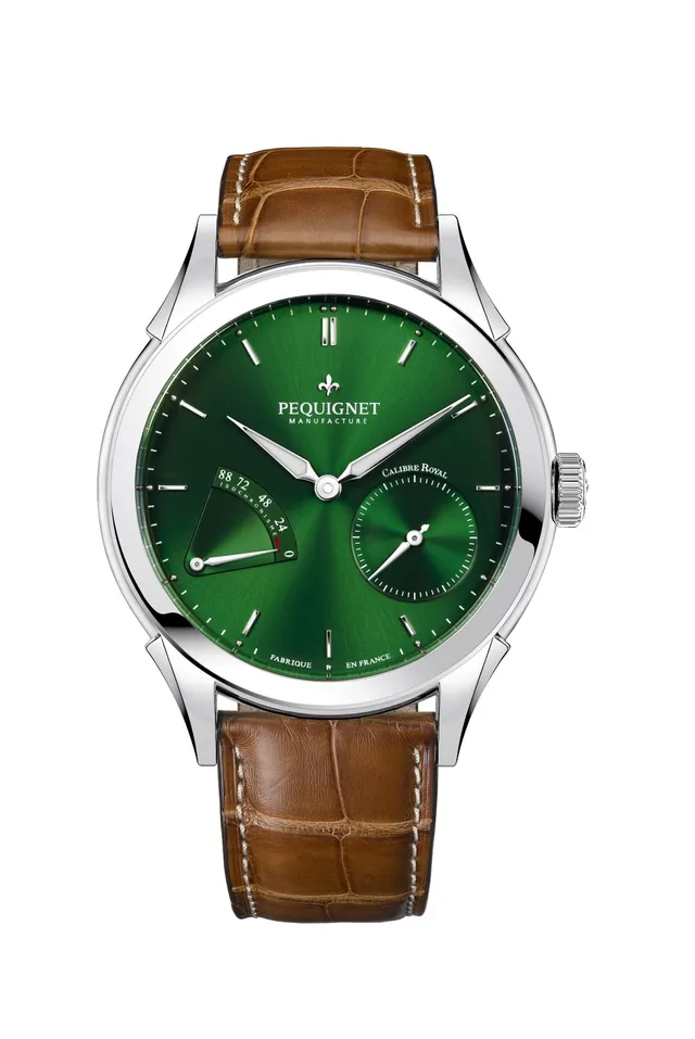 pequignet-royale-origine-montre-automatique-cadran-vert-grande-date image 1