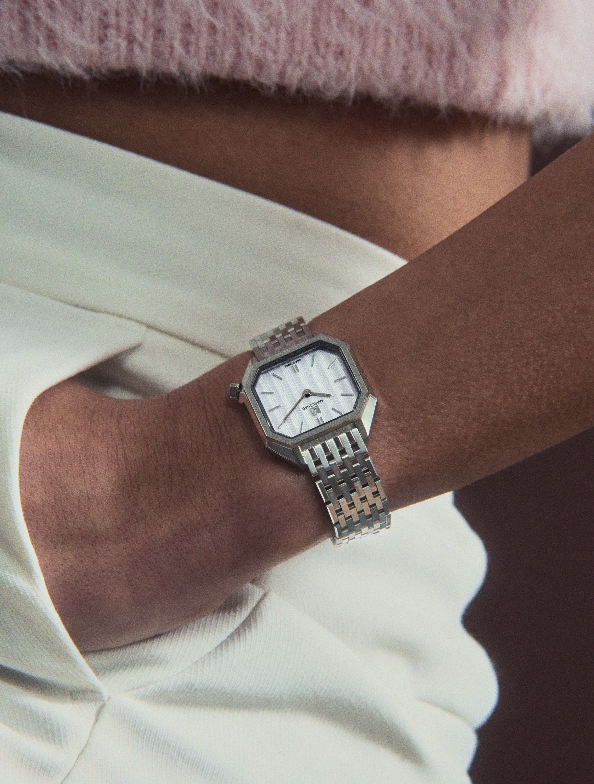 march-la-b-milady-mansart-chevrons-blanc-montre-femme-28-mm image 2